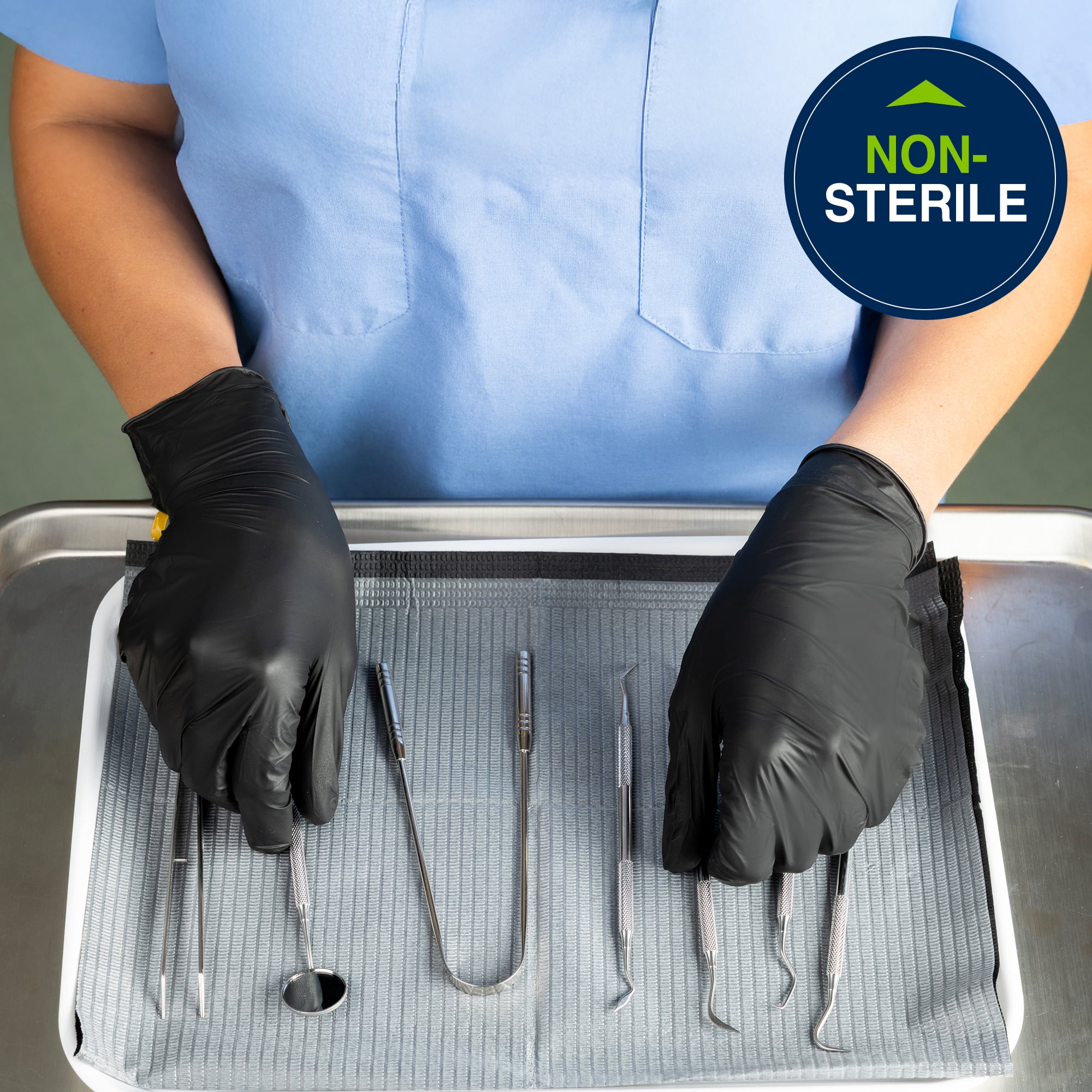 HALYARD Black Disposable Nitrile Exam Gloves Powder Free Medical, Dental, Cleaning, Tattoo, Food Safe, 3.5 mil, Size X-Small, Case of 1000