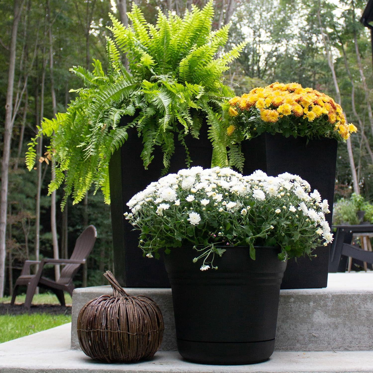 Unbranded Finley Tall Square Planter - Matte Textured, 20"/Black, Plastic, Indoor/Outdoor — Residential Use, Standard Application
