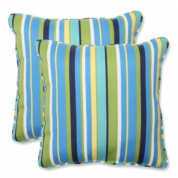 Pillow Perfect 537184 Topanga Stripe Lagoon Coussin de 18,5 Pouces (Lot de 2)