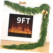 SKYSONIC 2 Pack 9-Foot Garland Artificial Realistic, Touch Norfolk Pine Garland, Christmas Garland with Lights for Mantle Table Door Xmas Holiday Indo