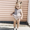 thumbnail image 4 of Douhoow Newborn Baby Girl Sleeveless Romper Solid Color Ruffle Jumpsuit Sunsuit Outfit 0-24M, 4 of 8