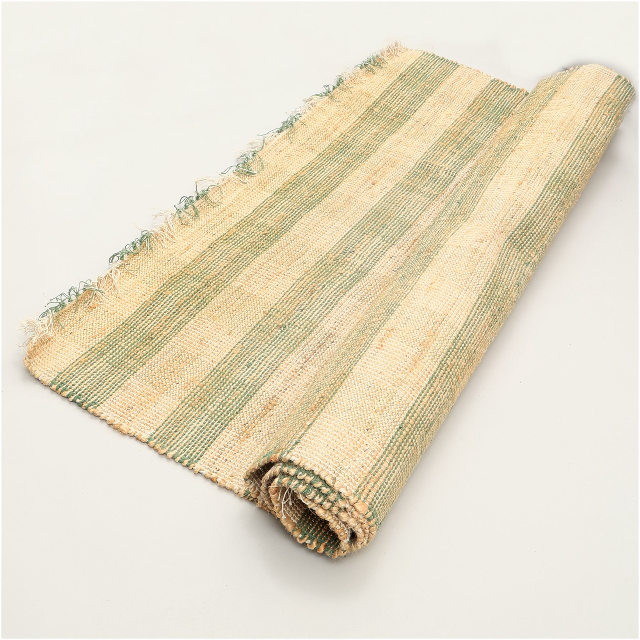 JERFIT 5x7 Ft Plaid Area Rug, Handwoven Natural Jute and Cotton, Dark Brown Green, Eco-Friendly Floor Rug for Living Room, Bedroom, Entryway