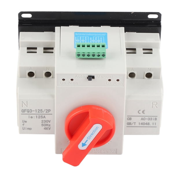 Interruptor De Transferencia, AC230V 125A Mini Interruptor De Transferencia Automática De Doble Potencia ATS 2P Interruptor De Cambio De Transferencia Del Generador, Protección Múltiple