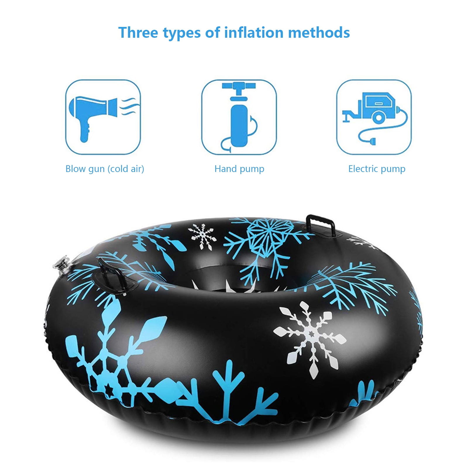 47Inch Air-Filled Snow Tube Sled with Reinforced Handles, PVC for Family Winter Fun & Ski Slopes