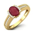 thumbnail image 2 of Mooneye 7X5mm Oval Ruby 925 Sterling Silver Gold Vermeil Halo Accent Engagement Women Ring, 2 of 3