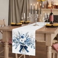 thumbnail image 2 of Blue Spring Floral 70 Inch Table Runner, Watercolor Summer Flowers Farmhouse Dresser Scarf Cotton & Linen Tablerunner for Dining/Kitchen Island/Holiday Party Décor 13" x 70", 2 of 9