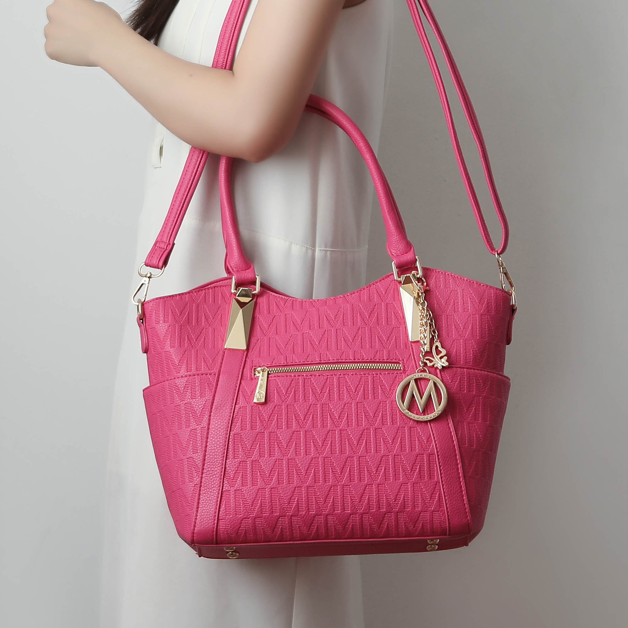 MKF Collection Hazel Vegan Leather Women's Tote Bag, Functional Shoulder Purse Handbag by Mia K - Camel
