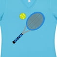 thumbnail image 4 of Inktastic Blue Tennis Racket and Ball Women's V-Neck T-Shirt, 4 of 5