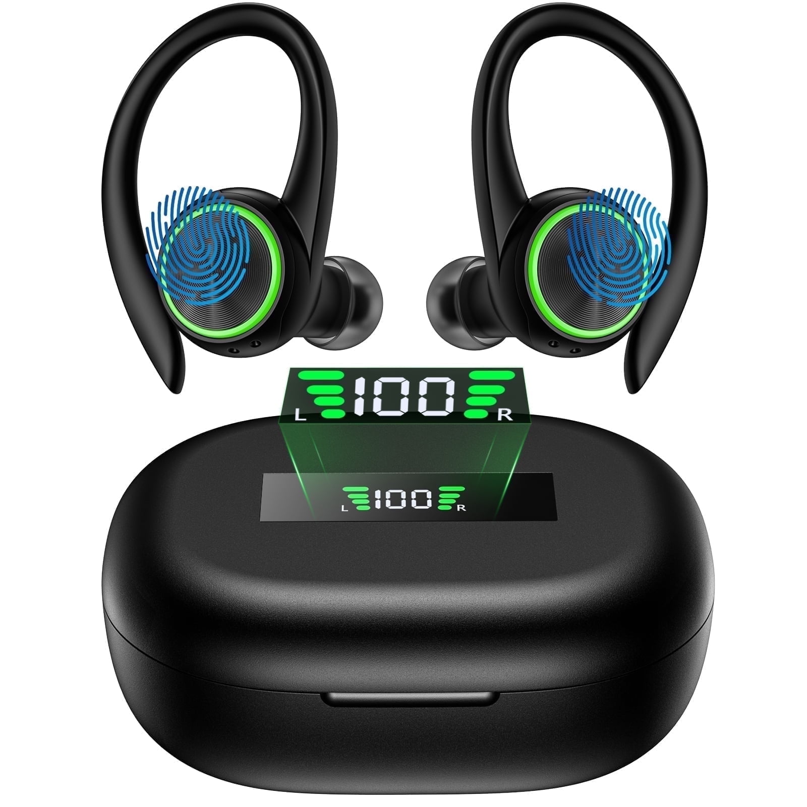 Ireless Earbuds IP7 Waterproof 60H LED BT5.1 Earhook for Running Men Women