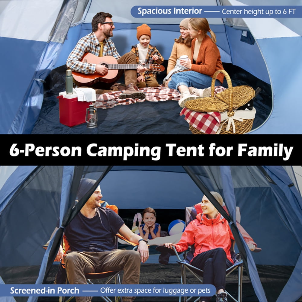 Aimee Lii 6-Person Large Camping Dome Tent with Screen Room Porch and Removable Rainfly, Easy Set Up Camping Tents Shelter Aimee Lii 6-Person Large Camping Dome Tent with Screen Room Porch and Removable Rainfly, Easy Set Up Camping Tents Shelter