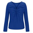 thumbnail image 4 of Kaemgyyd Women's Tops Twist Front V Neck Texture T Shirts Slim Long Sleeve Tight Trendy Tunic Tee Fall 2025, 4 of 6