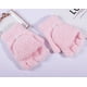 thumbnail image 3 of 1 par de guantes de terciopelo coral de medio dedo, guantes de punto convertibles sin dedos, mitones gruesos, elásticos y cálidos para invierno en tamaño común para mujeres y hombres, 3 of 4