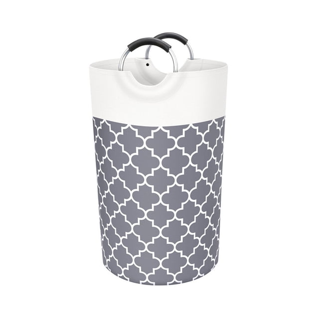Naiovety Cesto de ropa sucia Bolsa de ropa sucia 82L Cesto de almacenamiento Dormitorio plegable Almacenamiento y organización del hogar Gris/Impreso mango de aluminio/82l