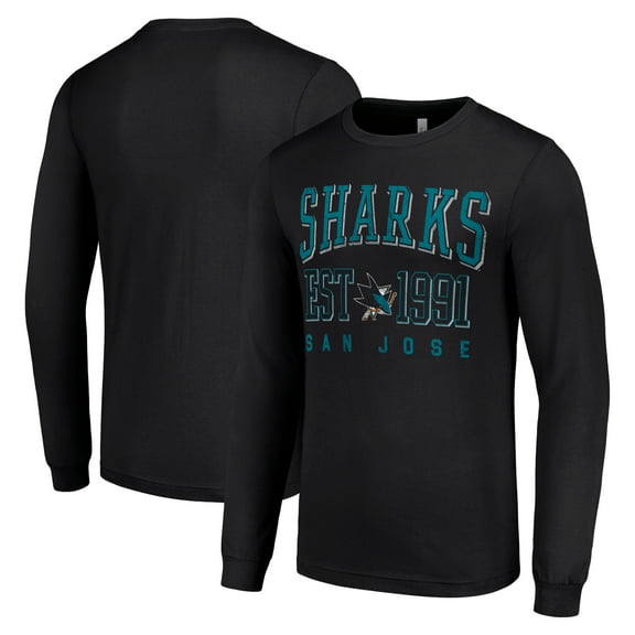 Men's Starter Black San Jose Sharks  Logo Graphic Long Sleeve T-Shirt