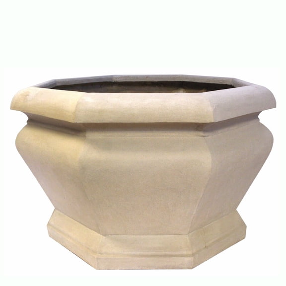 Anderson Teak Jardienere Large Contemporary Limestone Octagonal Planter in Beige