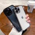 thumbnail image 3 of Luxury Plating Square Clear Phone Case For iPhone 12 13 14 Pro Max Plus Silicone Frame Shockproof Cover, 3 of 5