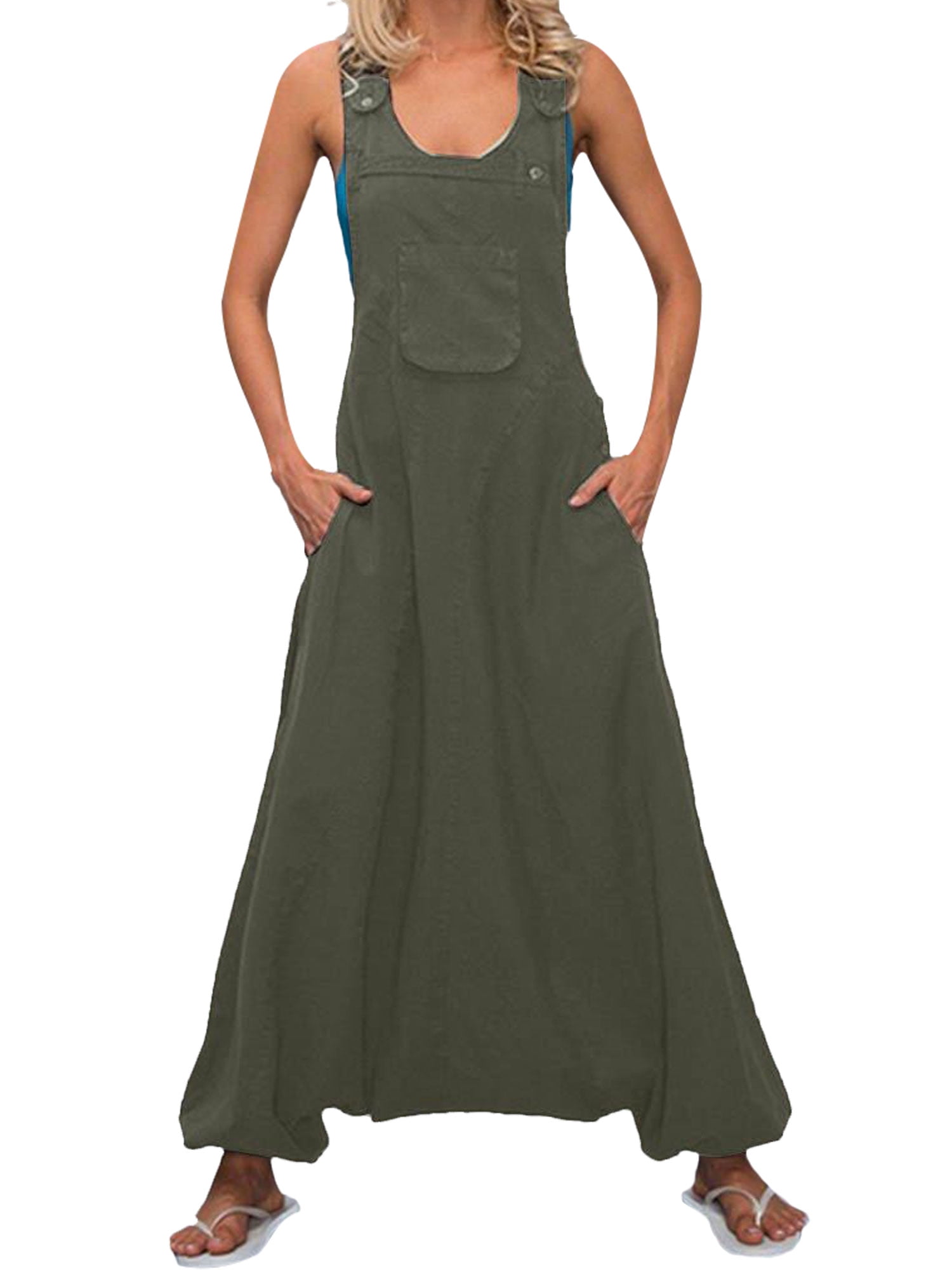 army green overall dress