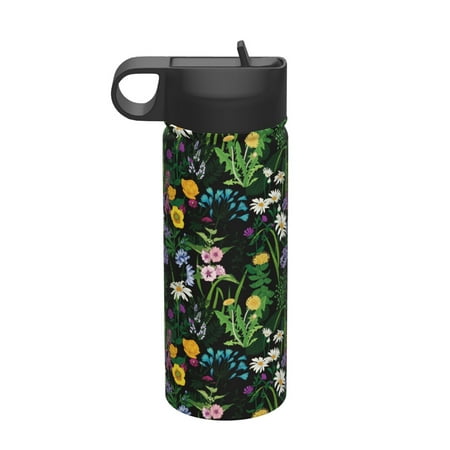 

Qekee Chamomile Print 18OZ Sports Insulated Kettle Coffee Mug Travel Tea Mug Thermos Cup 18 Stainless Steel Water Bottle For Running Hiking Cycling