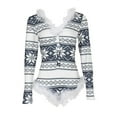 thumbnail image 5 of Brilliant Sleepwear for Women Plus Size Women's Christmas Snowflake Print Feather Trim Button Front Adult onesie Home Wear Siamese Pajamas Clothes under $5.00, 5 of 9