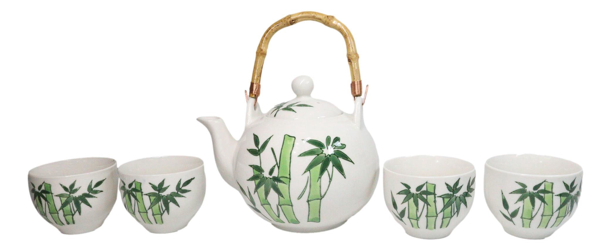 Japanese Sakura Cherry Blossom Flowers Navy Blue Ceramic Tea Pot