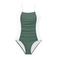 thumbnail image 4 of UJNDER Stylish Color Block Swimsuit for Big Girls With Comfortable Rash Guard Design 7-16Y One Piece Bathing Suit With Skirt 06_Green,11-12 Years, 4 of 4