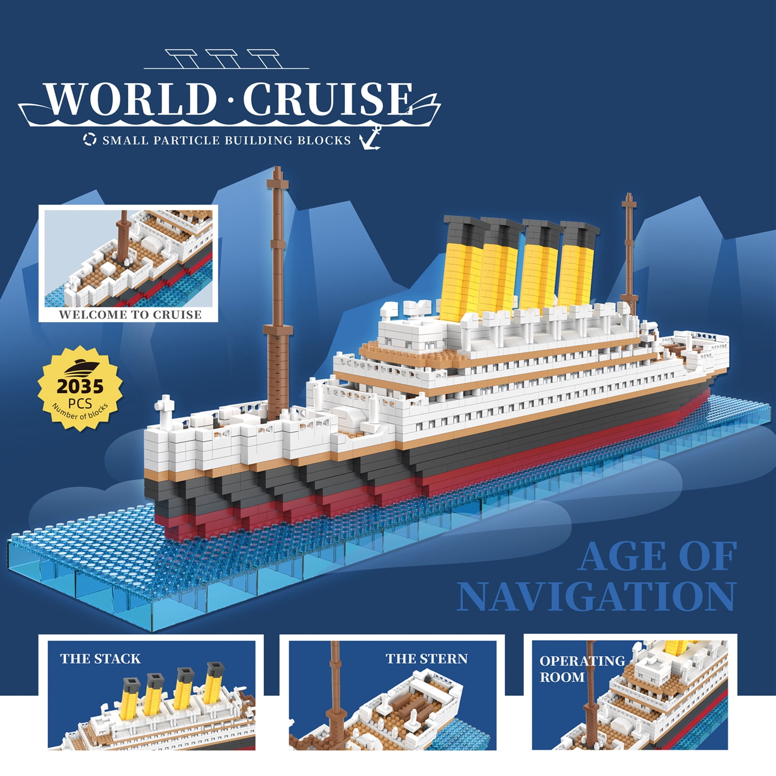 2035 PCS Titanic Architecture Micro Building Bricks Model Kit for Adults – Detailed Architectural Display Model – Ages 14+