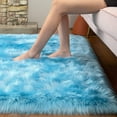 thumbnail image 5 of Junovo Luxury Fluffy Area Rugs Areary Rug for Bedroom Shaggy Rugs Area Carpet for Living Room Bedroom Room,2'x3',Aqua Blue, 5 of 7