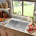 thumbnail image 2 of Kitchen Sink Stainless Steel 25 x 22 Inch Single Bowl Drop In Kitchen Sink Topmount 18 Gauge Stainless Steel Kitchen Sink Single Basin with Bottom Grid Drain Strainer Set, 2 of 6