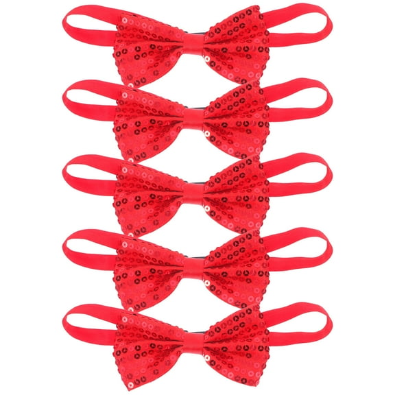 Soimiss 5Pcs Red Adjustable Sequin Bow Ties Pre-Tied for Daily Formal Wear