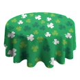 thumbnail image 4 of Irish Green Clover Shamrock Round Table Cloth,Wrinkle Free Table Cover with Polyester,Waterproof Reusable Tablecloths for Home Decor Summer Spring Picnic Dining Holiday (Round,60x60inch), 4 of 6