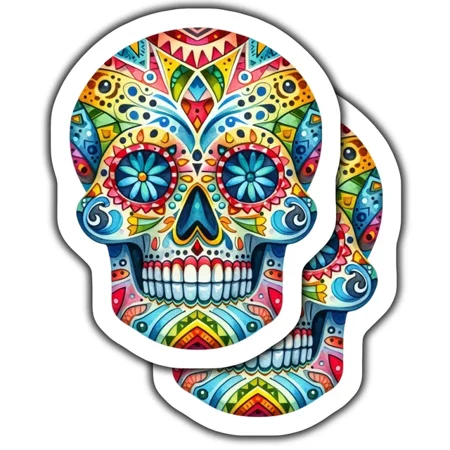 Colorful Skull Stickers, Sugar Skull Decal, Day Of The Dead Stickers, Skull Stickindle Sticker, Stickers For Tablet, College Gift, Scrapbook Stickers, Gratitude Stickers, Quote Stickers
