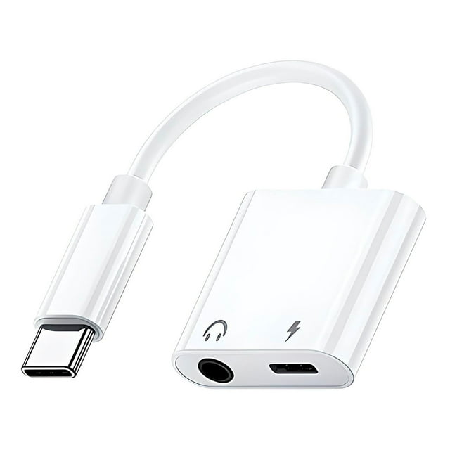 Adaptador Tipo C a Audífonos 3.5mm y Entrada Tipo C Carga