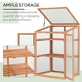 thumbnail image 3 of Outsunny Fir Wood Garden Planter Greenhouse w/ Panels, Shelves, Natural, 3 of 9