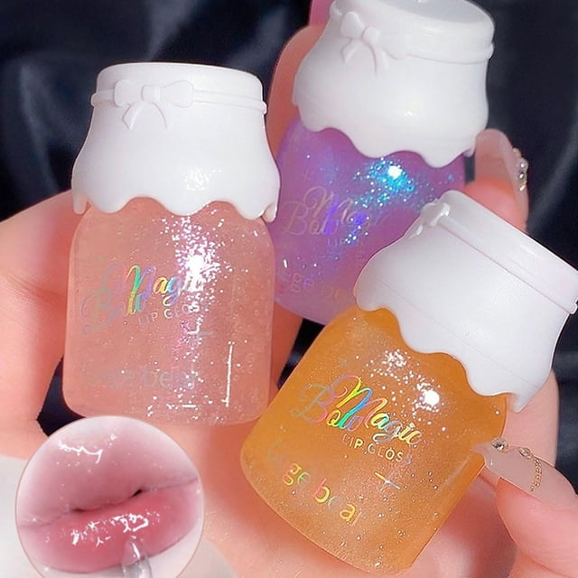 Pakivs Juego de brillo de labios brillante de 3 colores, aceite hidratante para brillo de labios, brillo de labios hidratante con acabado brillante | Larga duración | Ligero | Escarpado