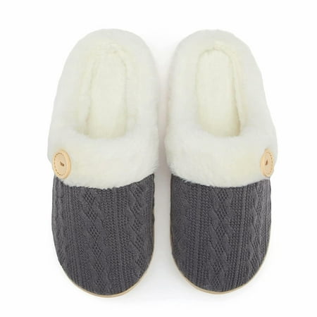 

bangyoudaoo Women s Slippers Warm Comfy Faux Fur Slip-on Womens House Shoes Memory Foam Suede Cozy Fluffy Comfort Plush Breathable Anti-Slip Indoor & Outdoor Winter Gray 42-43