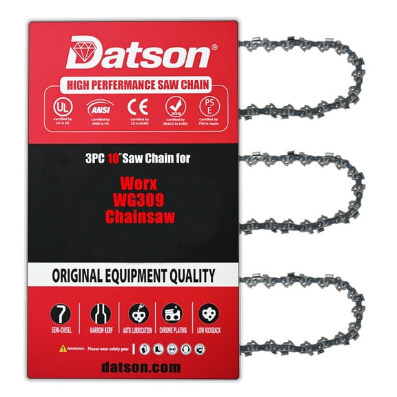 3PACK,10 Inch Chainsaw Chain 3/8" LP Pitch .050" Gauge 40 Drive Links Pole Saw Fits FOR WORX : WG309