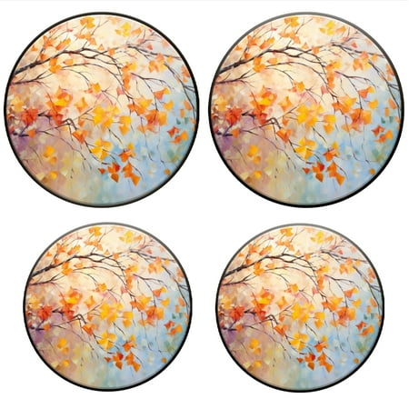

Bahomeck Electric Stove Burner Covers Set Of 4 Autumn Leaves Branches Geometric Shapes WithWarm Colors Metal Gas Stove Burner Covers Protecting Gas Stoves 8 Inch And 10 Inch