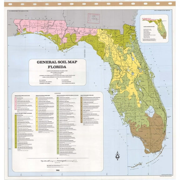 Wall Art Impressions 24x25in Florida General Soil Map 【Laminated】