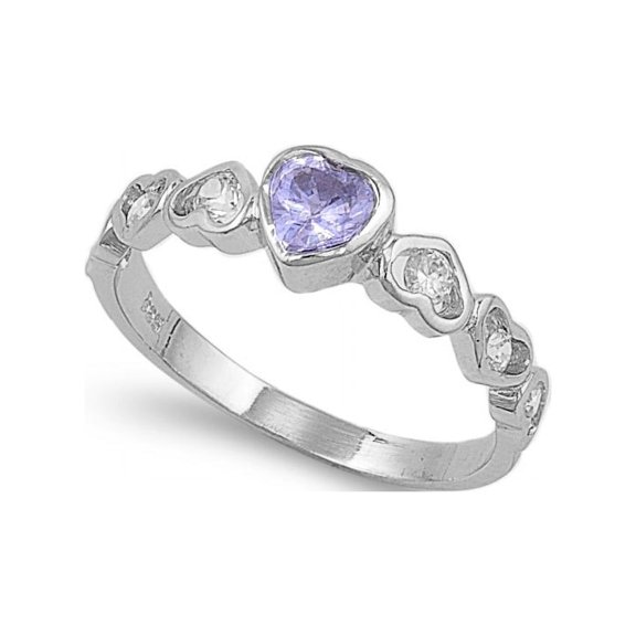 Heart of Eos Lavender Cubic Zirconia Ring Sterling Silver 925