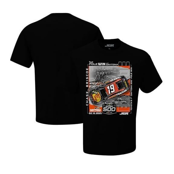 Men's Checkered Flag Sports Black Chase Briscoe 2025 Daytona 500 Pole Winner T-Shirt