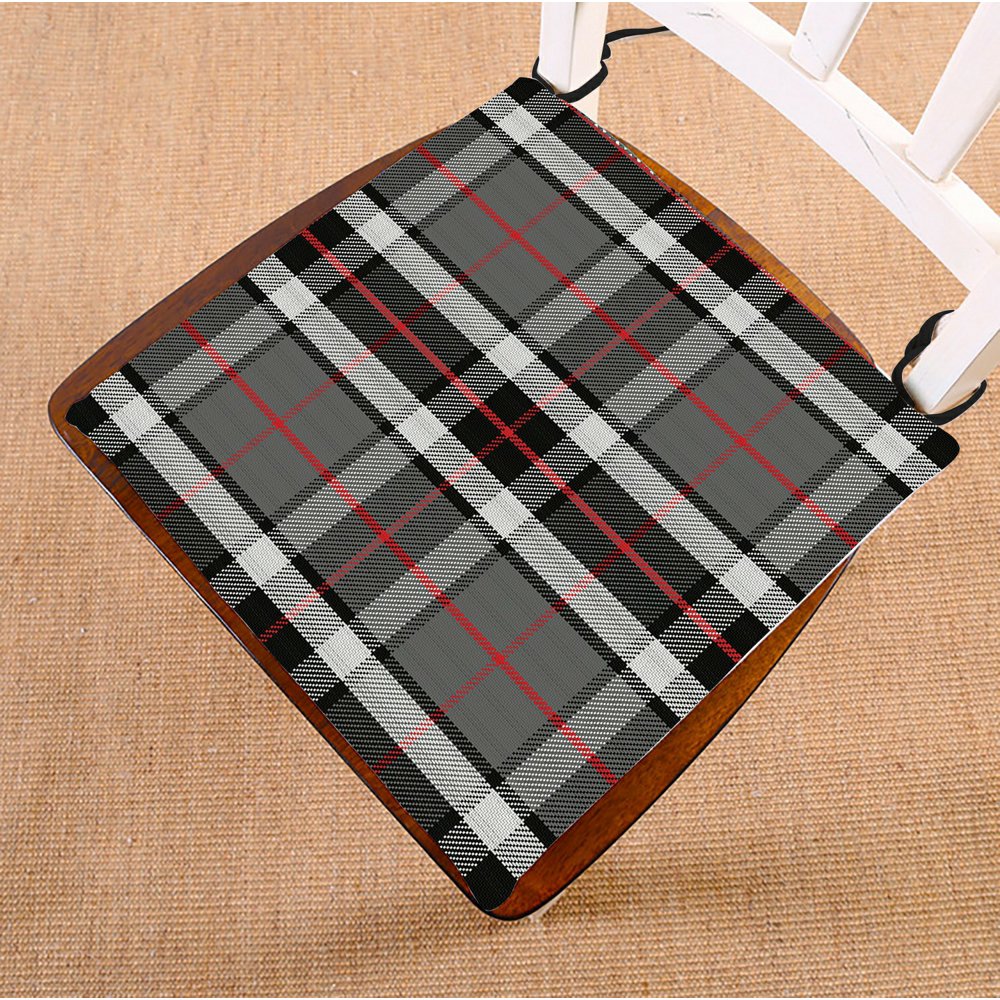ECZJNT Scottish tartan Tompson black gray white seat pad chair pads seat cushion 16x16 Inch