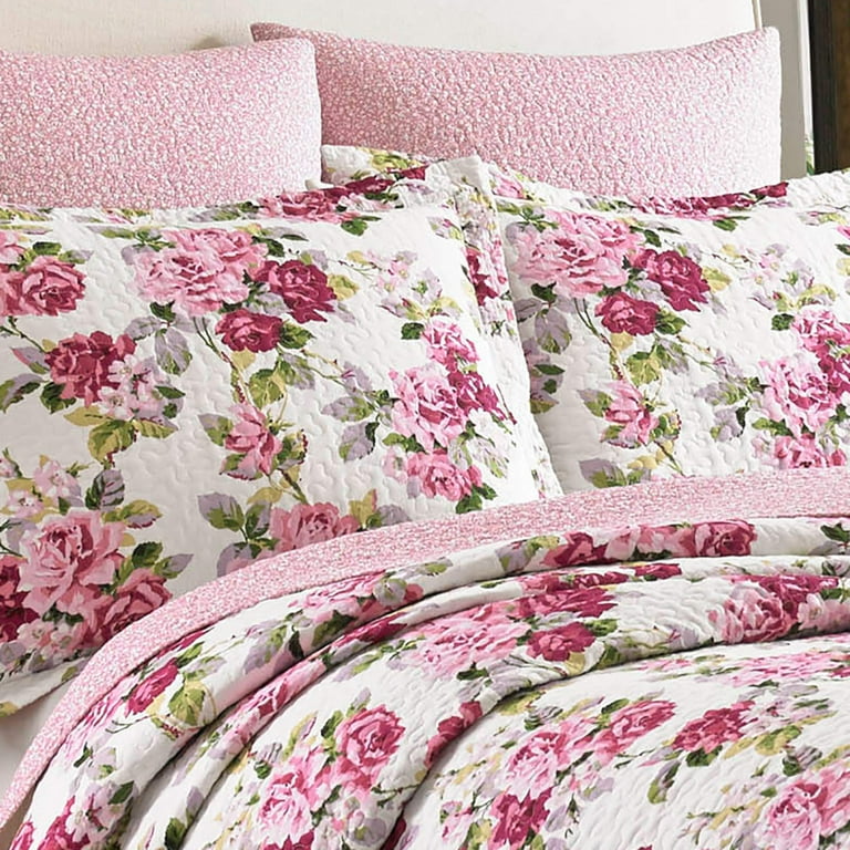 laura ashley lidia quilt set, pink, full/queen - Walmart.com