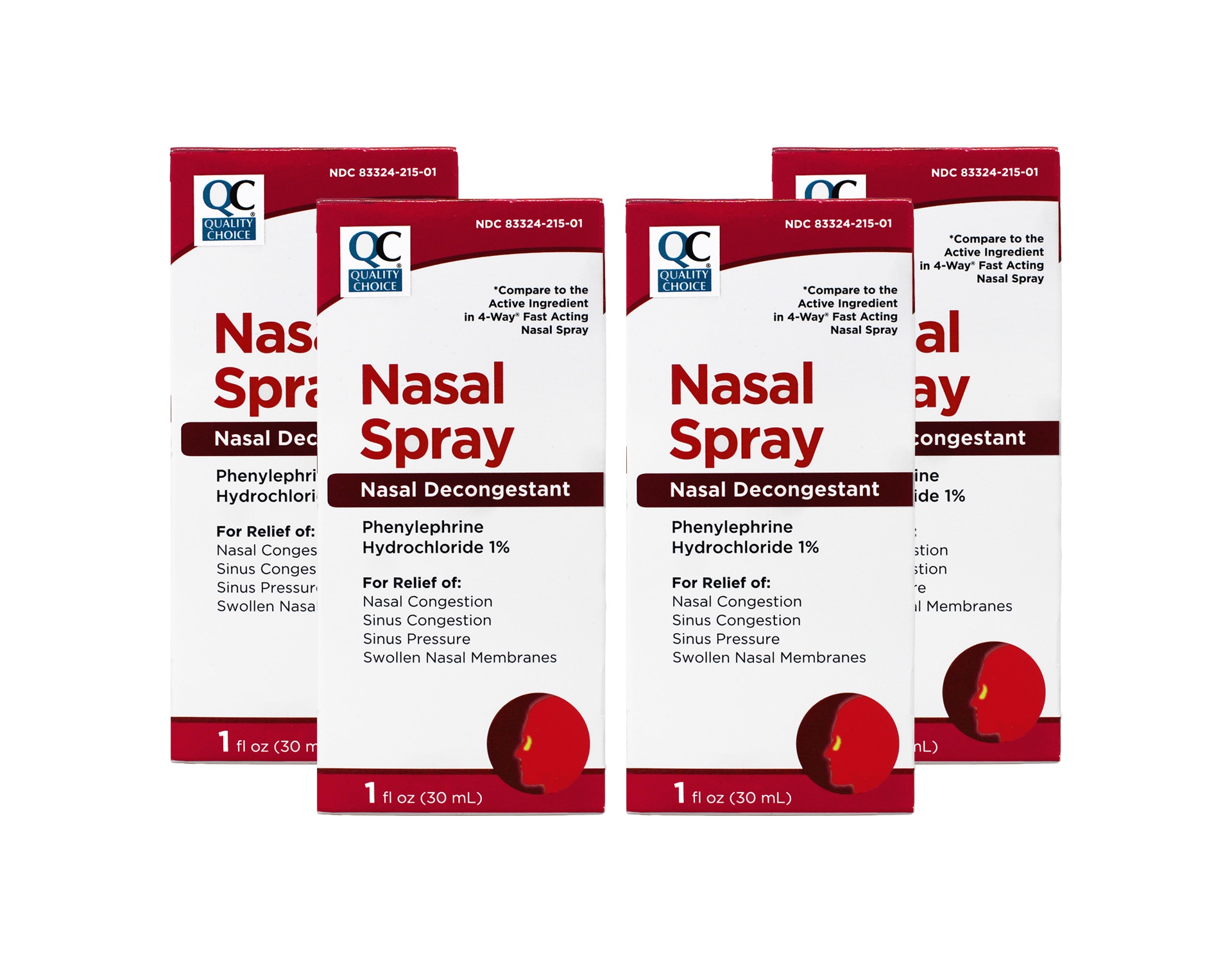 4 Pack Quality Choice Saline Nasal Relief Moisturizing Spray 1.5 Oz Each