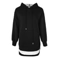 thumbnail image 4 of Womens Oversized Hoodie Dress 2025 Fall Solid Sweatshirts with Zipper Side Slit Casual Fashion Loose Pullover Tops, 4 of 5