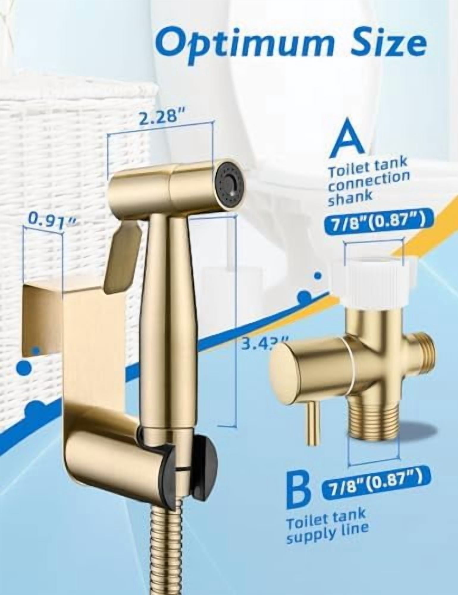 Gold Handheld Bidet Sprayer for Toilet,  Jet Sprayer for Toilet Muslim Shower, Adjustable Bidets Attachment forToilet Feminine Wash