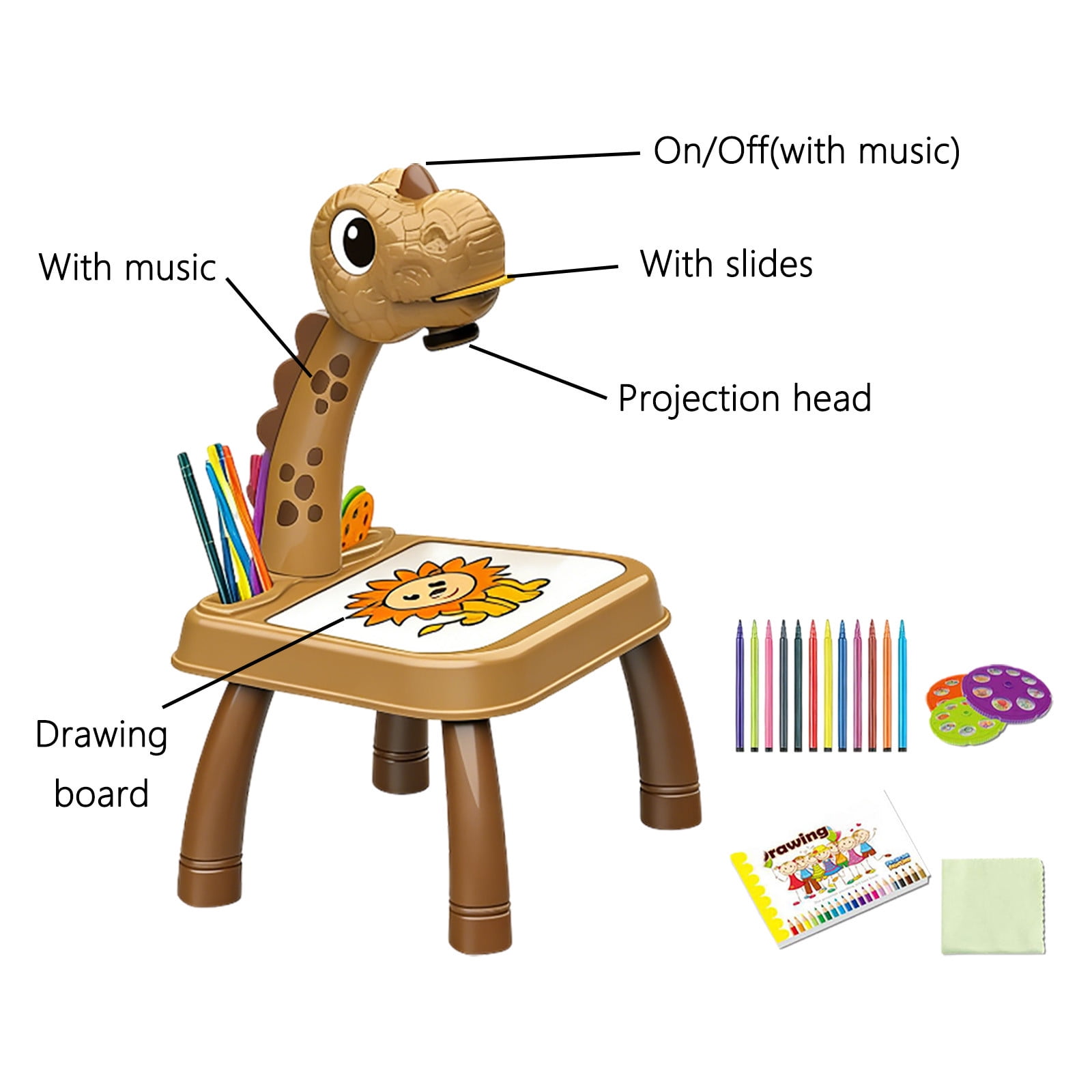 Drawing Projector, Smart Painting Table with Light and Music, Portable Desktop Doodle Board Erasable Tracing Sketching Set, Birthday Gift for Artist, Complete Tool Kit Box for Home Use