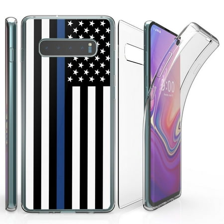 Beyond Cell Tri Max Series Compatible with Samsung Galaxy S10+ Plus, Slim Full Body Coverage Case with Self-Healing Flexible Gel Transparent Clear Screen Protector Cover - Thin Blue
