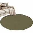 thumbnail image 2 of Olive Green Round Rugs 4ft, Farmhouse Solid Green Color Modern Art Non Slip Washable Rug Runner, Low Pile Indoor Floor Carpet Mat Bathroom Rugs for Living Room, Bedroom, Kids Room, 2 of 9