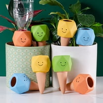 sunsanly 4 Pcs Terracotta Watering Spikes Polyhedron Self Watering Stakes Planter Insert Slow Release Watering Bulb for Outdoor Indoor Plants