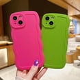 thumbnail image 2 of Compatible with iPhone 15 Plus 2023 6.7", Cute Kawaii Curly Wave Frame Shape Soft Silicone Shockproof Protective Phone Cover for Women Girls, Green, 2 of 15